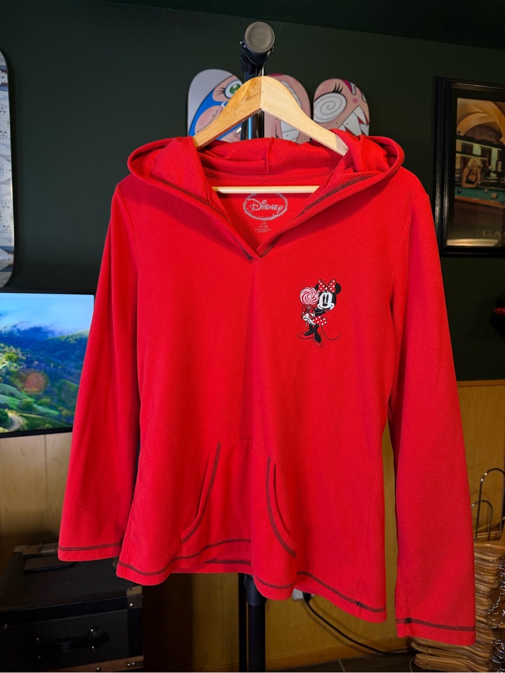 Disney Red Minnie Mouse Cowl Polar Fleece
Neck Hooded Sweater size large